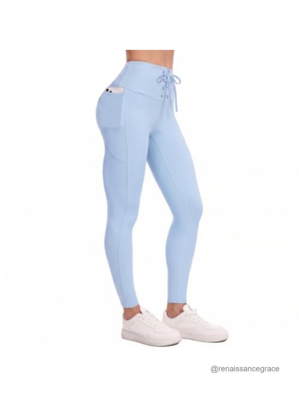 Tummy Control Compression Leggings with Pockets Drawstring High Waist